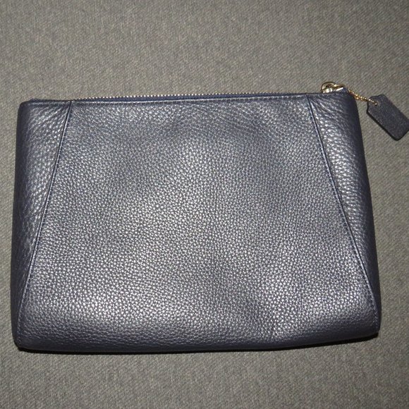 Coach Immid Morgan Clutch Navy Pebbled Leather Zip F53417, NO WRIST STRAP - Picture 4 of 7